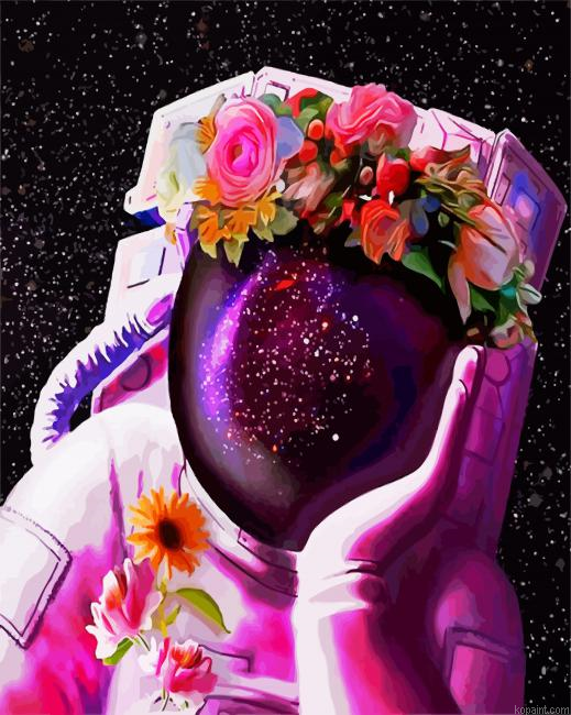 Aesthetic Floral Space Man Paint By Numbers.png