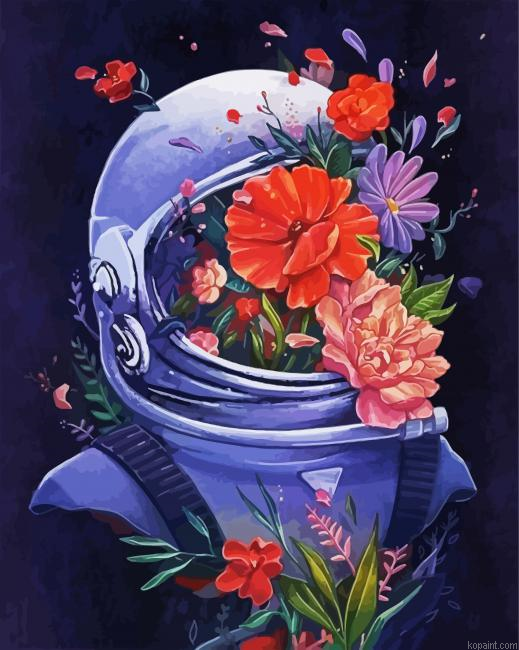 Aesthetic Floral Spaceman Paint By Numbers.png