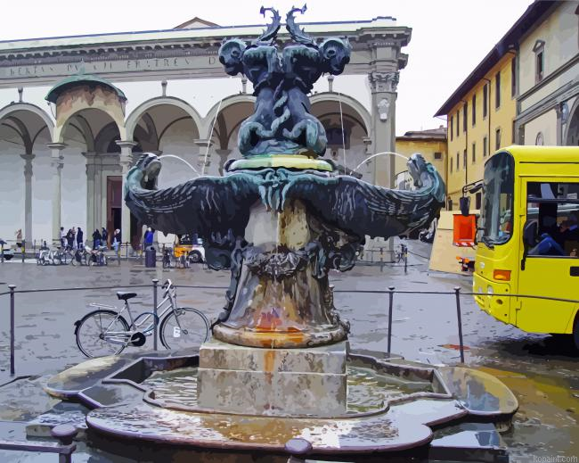 Aesthetic Florence Fountain Painting By Numberss.png