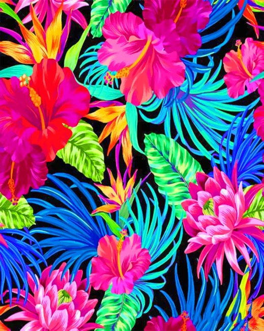 Aesthetic Flowers Colorful Painting By Numberss.png
