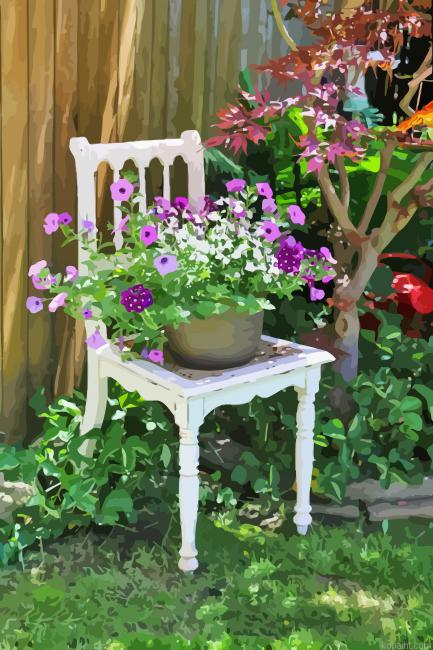 Aesthetic Flowers In Chair Painting By Numberss.png