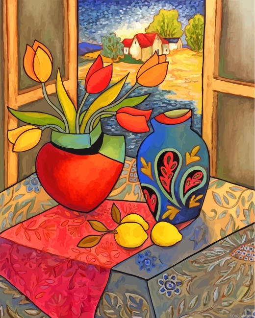 Aesthetic Flowers Vases Painting By Numberss.png