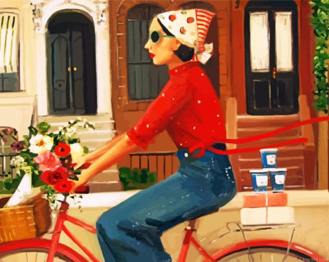 Aesthetic Girl On Bicycle Painting By Numberss.png