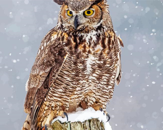 Aesthetic Horned Owl Painting By Numberss.png