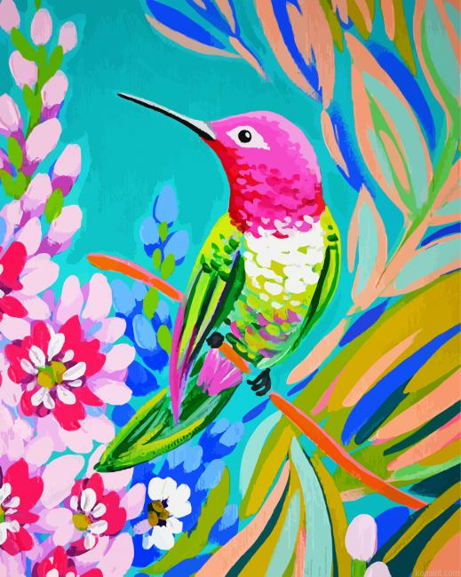 Aesthetic Hummingbird Painting By Numberss.png