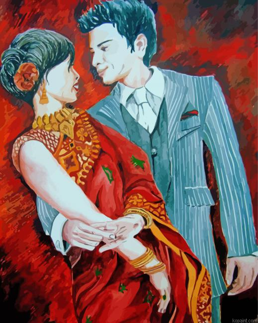 Aesthetic Indian Man And Woman Painting By Numberss.png