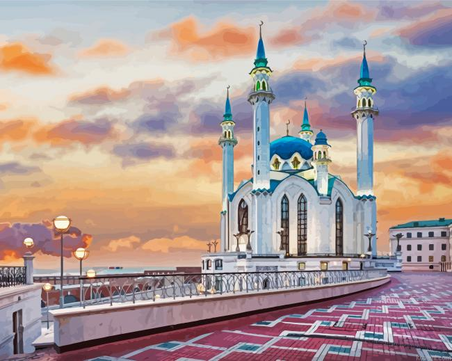 Aesthetic Kul Sharif Mosque Russia Painting By Numberss.png