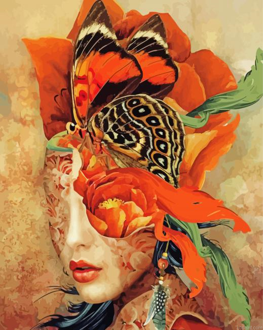 Aesthetic Lady And Butterfly Painting By Numberss.png