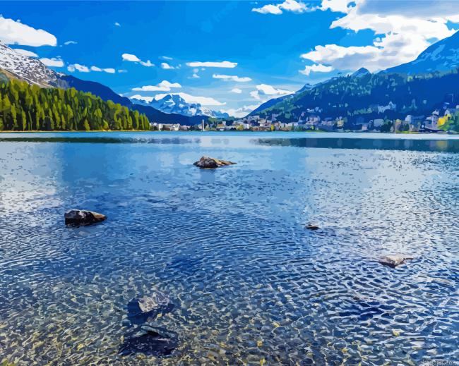 Aesthetic Lake Saint Moritz Painting By Numberss.png