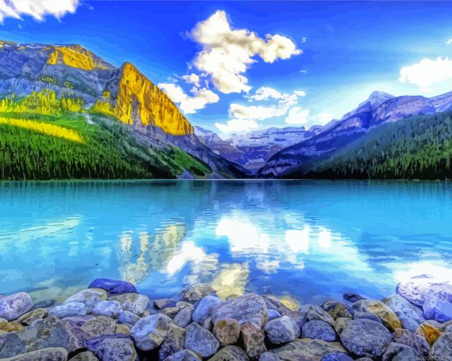 Aesthetic Lake Theme Painting By Numberss.png