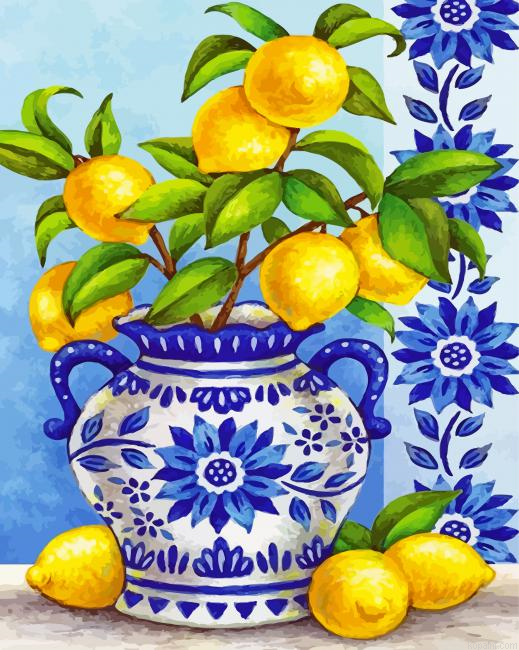 Aesthetic Lemon Plant Painting By Numberss.png