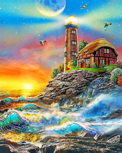 Aesthetic Lighthouse Painting By Numberss.png
