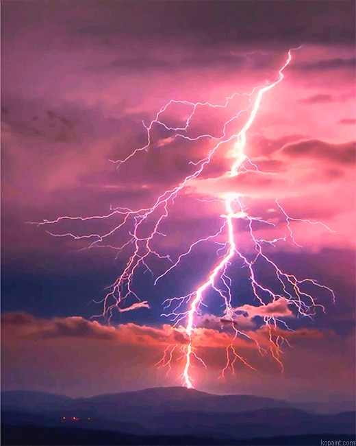 Aesthetic Lightning Sky New Painting By Numberss.png