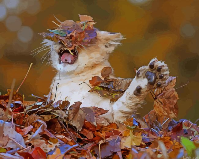 Aesthetic Lion Cup In Leaves Painting By Numberss.png