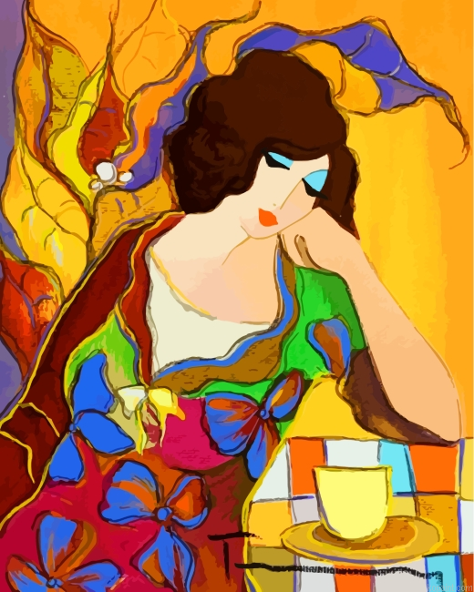 Aesthetic Lonely Woman Painting By Numberss.png