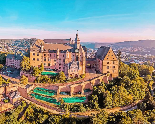 Aesthetic Marburg Castle Painting By Numberss.png