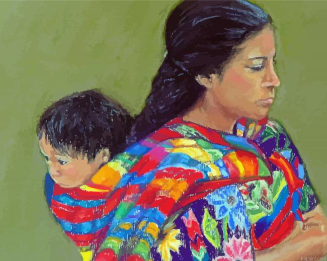 Aesthetic Mexican Mother And Child Paint By Numbers