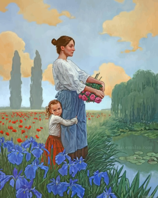 Aesthetic Mom And Daughter Painting By Numberss.png