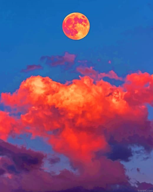 Aesthetic Moon With Clouds New Painting By Numberss.png