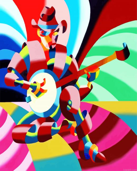 Aesthetic Musician Cubism Painting By Numberss.png