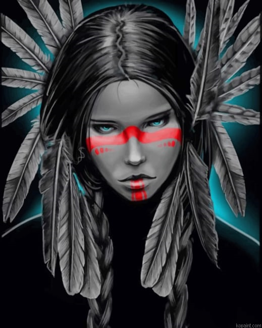 Aesthetic Native American Girl New Painting By Numberss.png