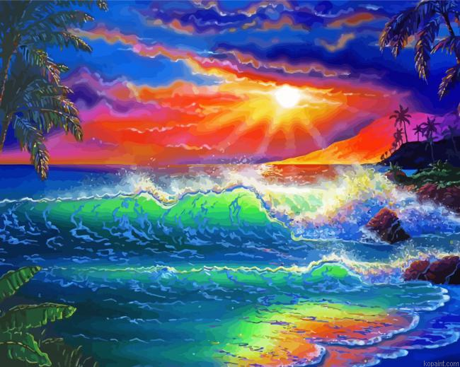 Aesthetic Ocean Paradise Painting By Numberss.png