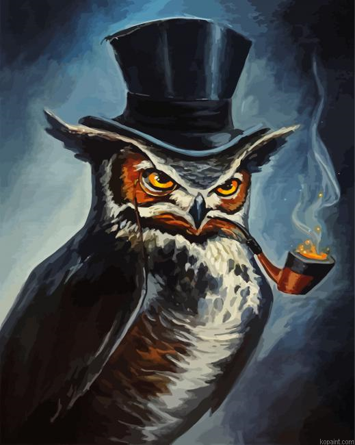 Aesthetic Owl Smoking Paint By Numbers.png