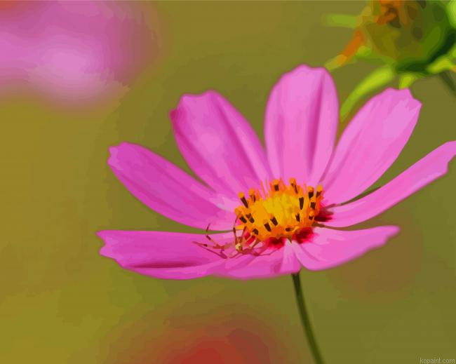Aesthetic Pink Flower With Spider Painting By Numberss.png
