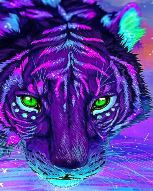 Aesthetic Purple Tiger Animals Painting By Numberss.png
