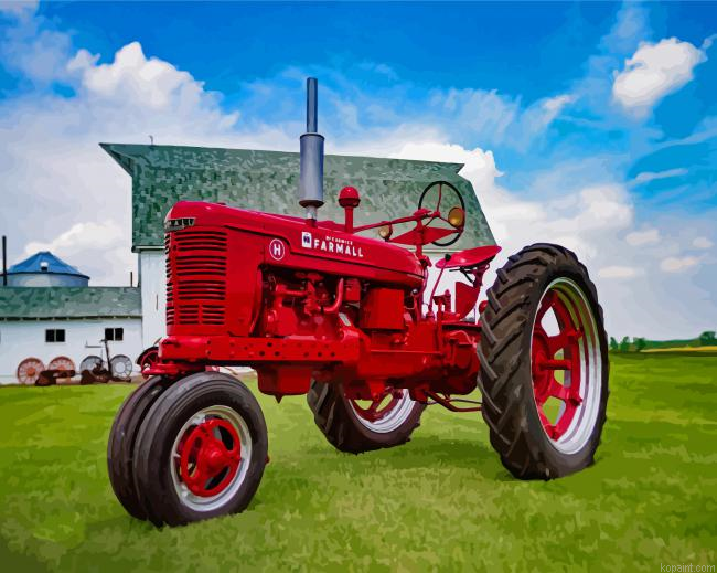 Aesthetic Red Farmall Tractor Painting By Numberss.png