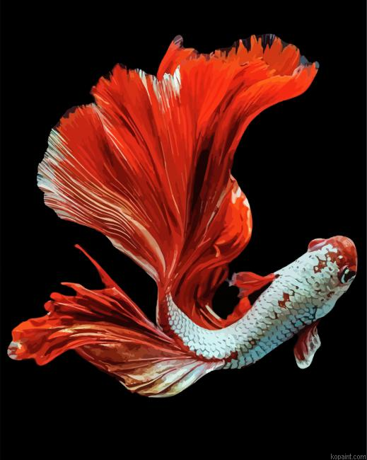 Aesthetic Red Fish Painting By Numberss.png