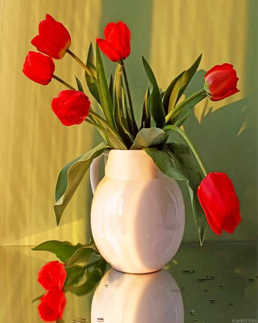 Aesthetic Red Flowers Painting By Numberss.png