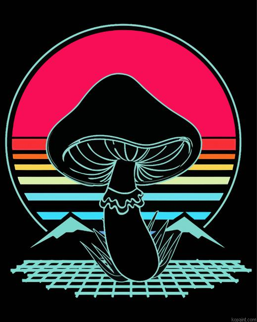 Aesthetic Retro Mushrooms Painting By Numberss.png