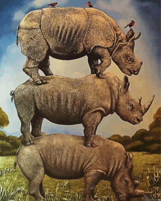 Aesthetic Rhino Animal Painting By Numberss.png