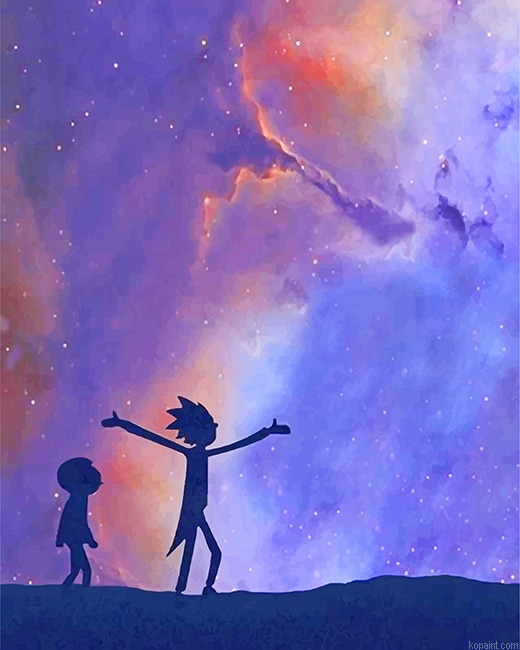 Aesthetic Rick And Morty Silhouette Painting By Numberss.png