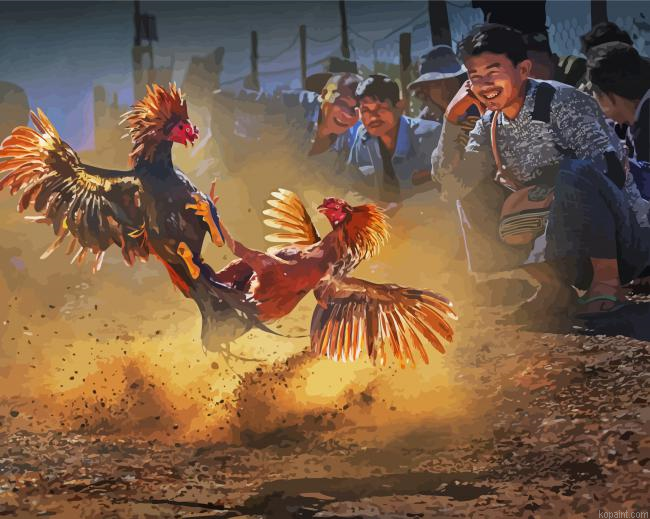 Aesthetic Rooster Fighter Painting By Numberss.png