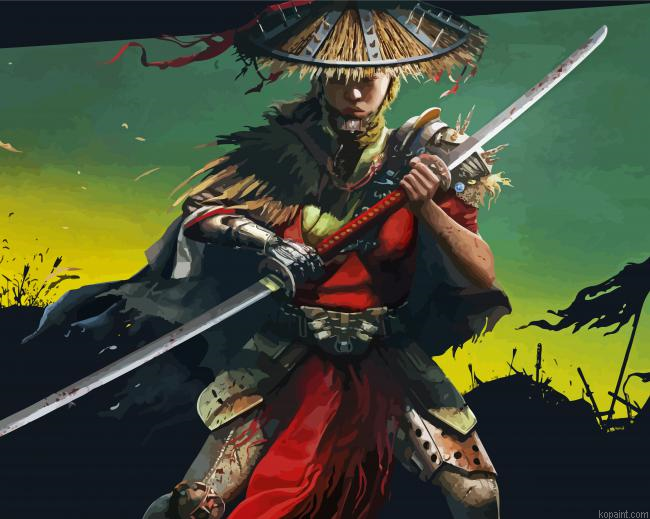 Aesthetic Samurai Woman Painting By Numberss.png