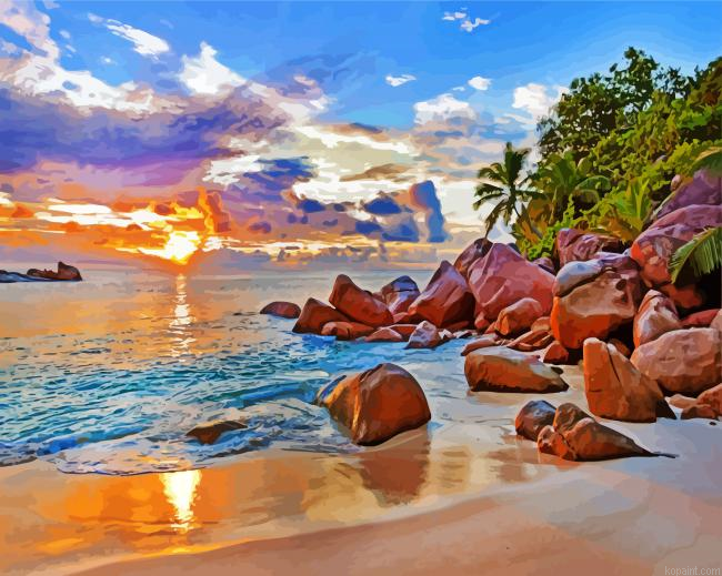 Aesthetic Seychelles Sea Painting By Numberss.png