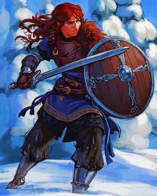 Aesthetic Shieldmaiden Art Painting By Numberss.png