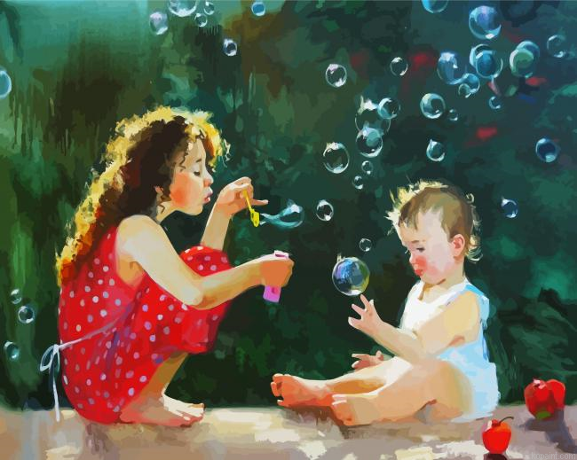 Aesthetic Siblings And Bubbles Paint By Numbers.png