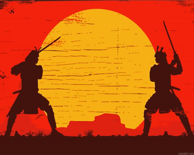 Aesthetic Silhouette Samurais Painting By Numberss.png