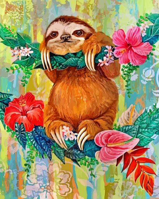 Aesthetic Sloth Painting By Numberss.png