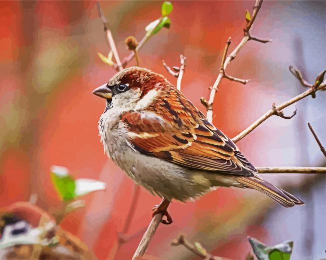 Aesthetic Sparrow Bird Animal Paint By Numbers.png