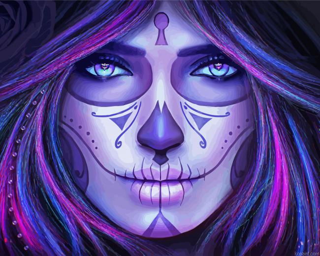Aesthetic Sugar Skull Lady Painting By Numberss.png