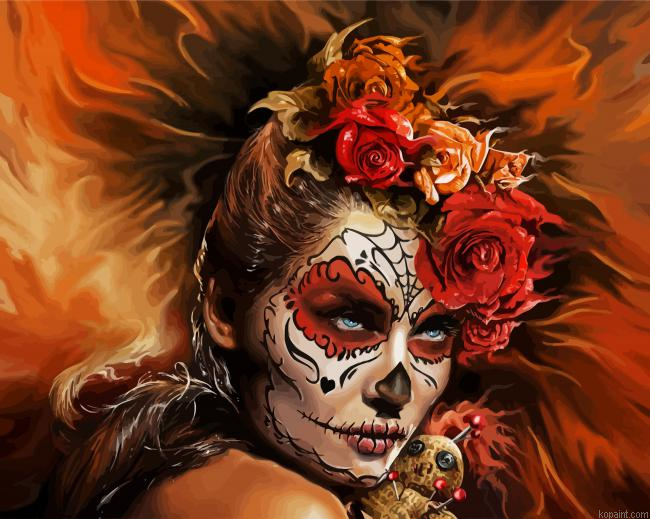Aesthetic Sugar Skull Woman Painting By Numberss.png