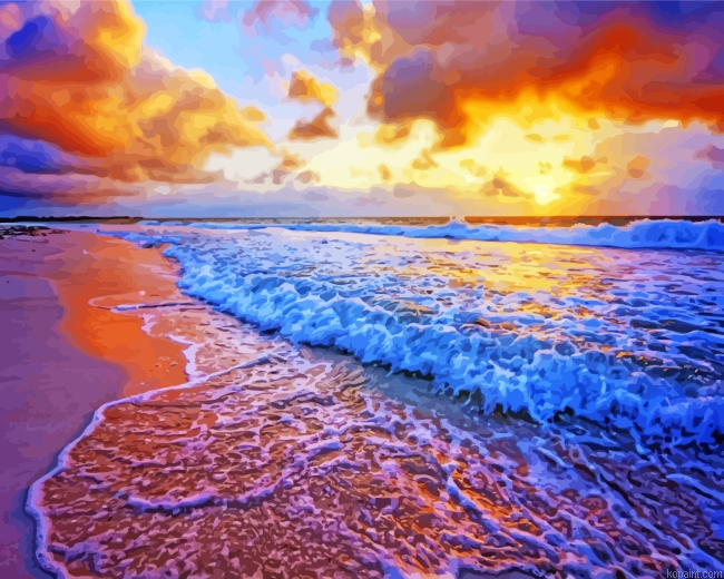 Aesthetic Sunset Beach Painting By Numberss.png