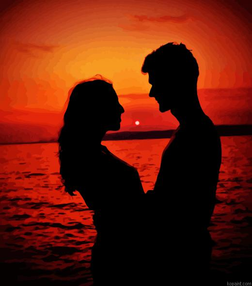 Aesthetic Sunset Couple Painting By Numberss.png
