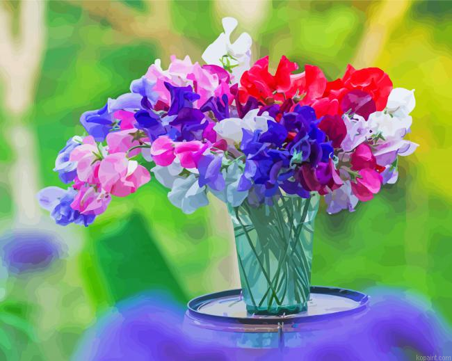 Aesthetic Sweetpea Flowers Paint By Numbers