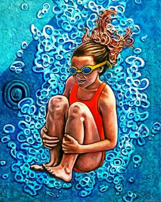 Aesthetic Swimmer Girl Painting By Numberss.png