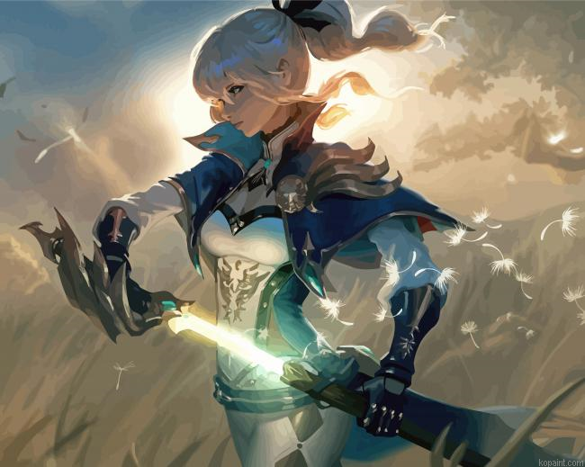 Aesthetic Sword Girl Painting By Numberss.png
